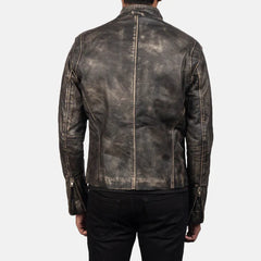 Distressed Brown Real Leather Biker Jacket JNM-0008
