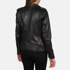 Black Real leather biker jacket JNW-0002