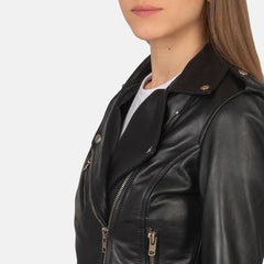 Black Real leather biker jacket JNW-0002