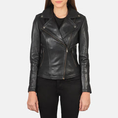 Black Real Leather Biker Jacket JNW-0003