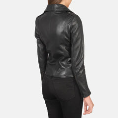 Black Real Leather Biker Jacket JNW-0003