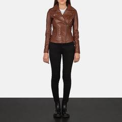 Brown Real Leather Biker Jacket JNW-0006