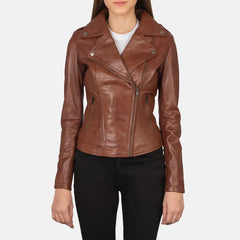 Brown Real Leather Biker Jacket JNW-0006