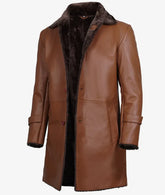Men's 3/4 Length Shearling Leather Coat JNM-0052