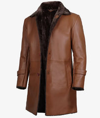 Men's 3/4 Length Shearling Leather Coat JNM-0052