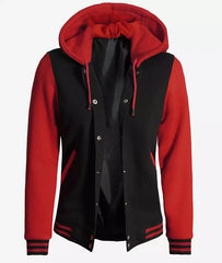 Women's Hooded Varsity Jacket - Highschool Baseball Style JN-0084
