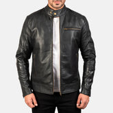 Black Real Leather Biker Jacket JNM-0002