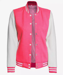 Women's Varsity Jacket with White Sleeves - Baseball Bomber Jacket JN-0081