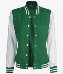 Women's Varsity Jacket with White Sleeves - Baseball Bomber Jacket JN-0081