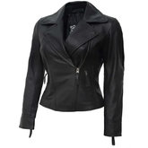 Ramsey Women's Asymmetrical Black Leather Biker Jacket JNW-0014