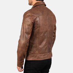 Brown Real Leather Biker Jacket JNM-0005