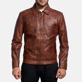 Classic Brown Real Leather Jacket JNM-0006