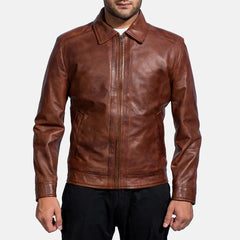 Classic Brown Real Leather Jacket JNM-0006