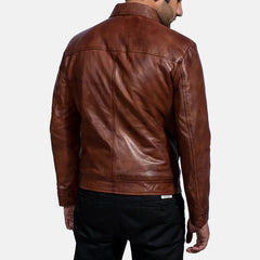 Classic Brown Real Leather Jacket JNM-0006