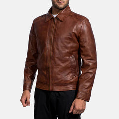 Classic Brown Real Leather Jacket JNM-0006