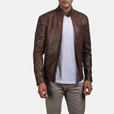 Elegant Brown Real Leather Jacket JNM-0007