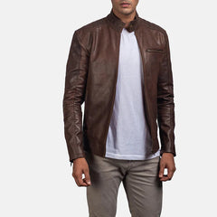 Elegant Brown Real Leather Jacket JNM-0007