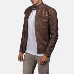 Elegant Brown Real Leather Jacket JNM-0007