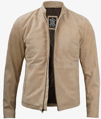 Men's Suede Jacket With Mandarin Collar JNM-0082