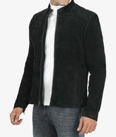 Men's Real Suede Black Biker Jacket JNM-0084