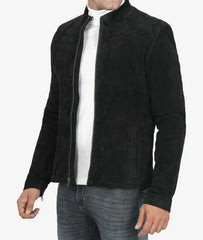 Men's Real Suede Black Biker Jacket JNM-0084