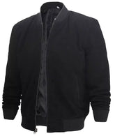 Men's Premium Black Suede Bomber Jacket JNM-0087