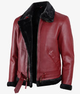 Men's Leather Shearling Bomber Jacket JNM-0056
