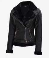 Agnes Asymmetrical Shearling Leather Jacket Women's JNW-0001