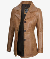 Women's Three Button Leather Blazer JNW-0092