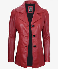 Women's Three Button Leather Blazer JNW-0093