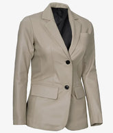 Women's Two Button Leather Blazer JNW-0094