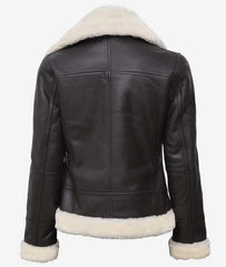 Women's Classic B3 Leather Bomber Shearling Jacket JNW-0019