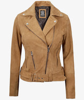 Women's Premium Brown Suede Moto Jacket JNW-0108
