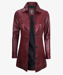 Women's Real Lambskin Leather 3/4 Length Coat JNW-0096