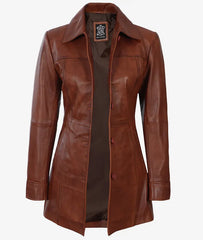 Women's Real Leather Coat JNW-0097