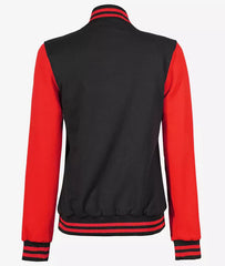 Women's Black and Red Varsity Jacket - Baseball Letterman Style JNW-0082