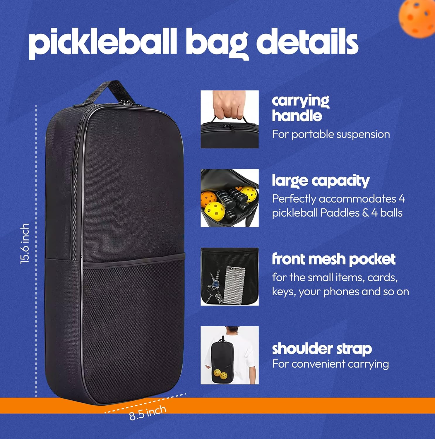 Pickleball Paddle Set of 2 with Ball Picker, Carry Bag, 4 Balls & Grip Tapes | Lightweight Fiberglass Paddles with Honeycomb Core | Sweat-Resistant Grip for Beginners & Pros