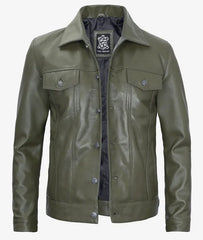 Men's Real Leather Trucker Jacket LSM-0037