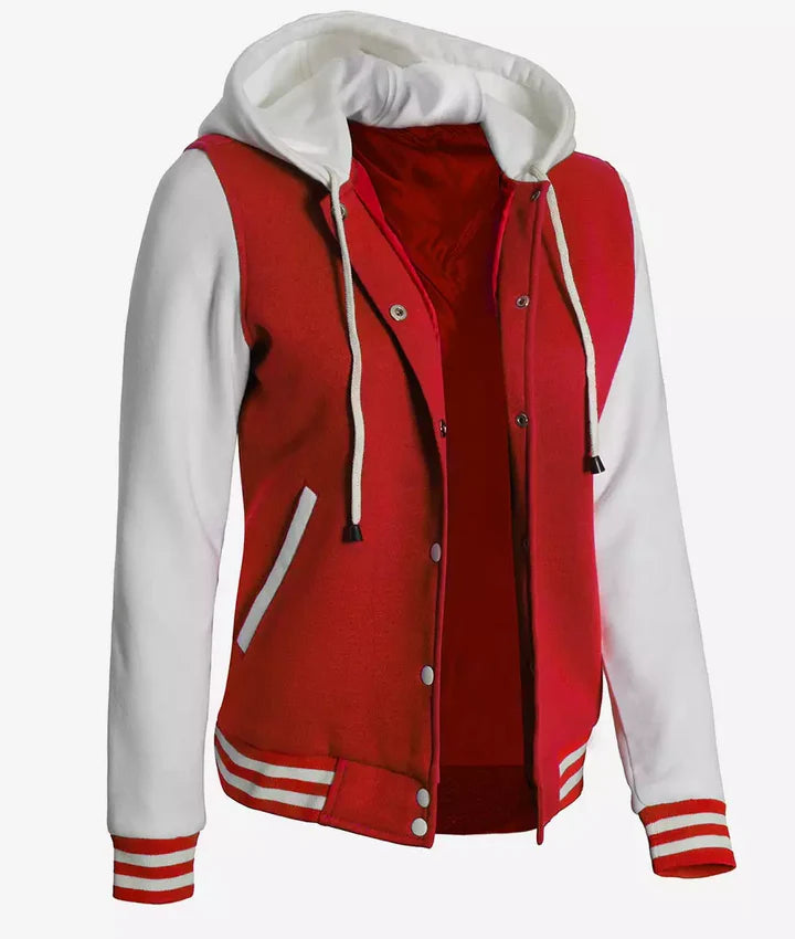 Women's Hooded Varsity Jacket - Highschool Baseball Style JNW-0083