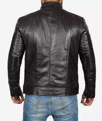 Men's Premium Black Cafe Racer Leather Jacket JNM-0029