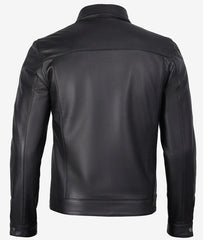 Men's Premium Black Trucker Leather Jacket JNM-0031