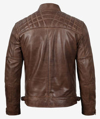 Men's Coffee Brown Motorcycle Leather Jacket JNM-0022