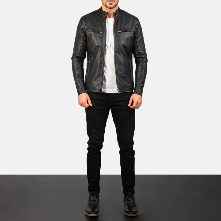 Premium Black Real Leather Jacket JNM-0004