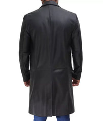 Men's Cowhide Black Long Leather Coat JNM-0077
