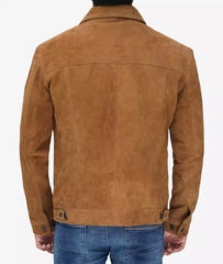 Men's Real Tan Suede Trucker Jacket JNM-0083