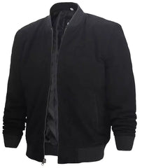 Men's Premium Black Suede Bomber Jacket JNM-0087