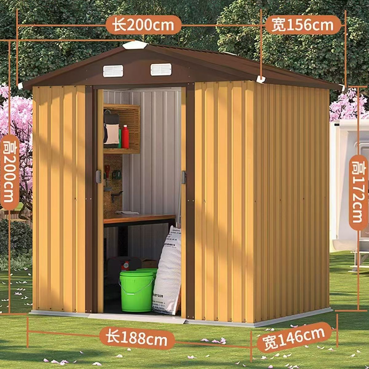 Outdoor Storage Shed Waterproof Garden Tool Room Mobile Simple Room Backyard Utility Room