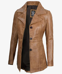 Women's Three Button Leather Blazer JNW-0092