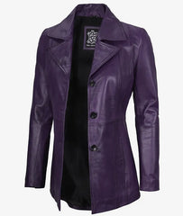 Women's Three Button Leather Blazer JNW-0092