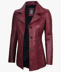 Women's Three Button Leather Blazer JNW-0092